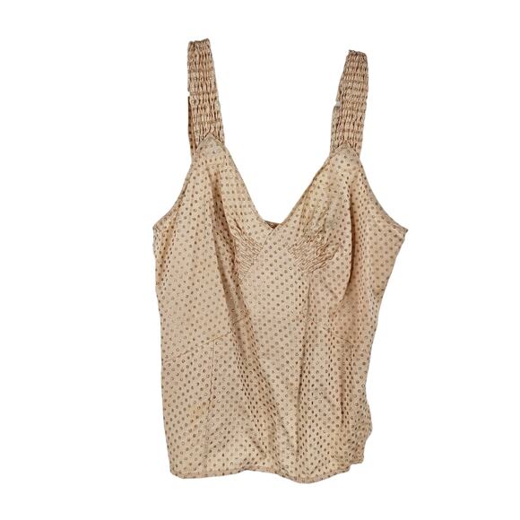 Marc Jacobs y2k Tank Top Pink Gold Metallic Silk Polka Dots Sleeveless Size 8 - Picture 1 of 5